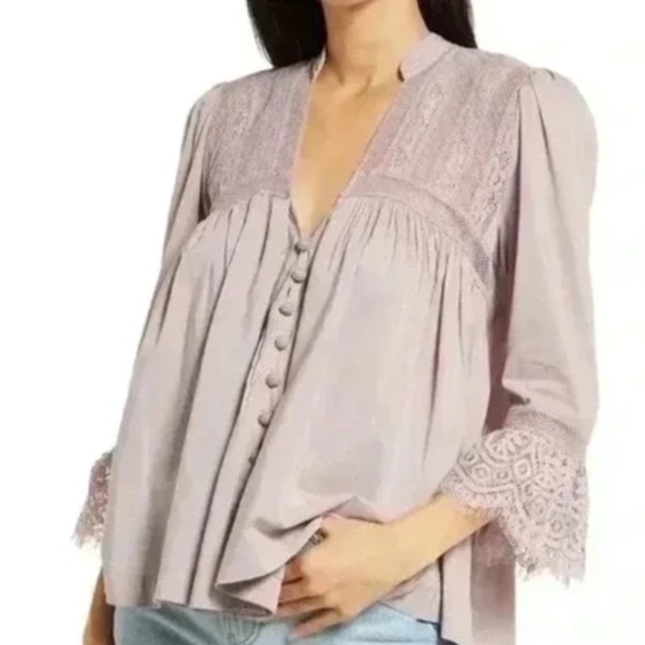 Free People Esme Button-Down Blouse | Lavender Mauve | Size Small | New with Tag - Picture 3 of 16